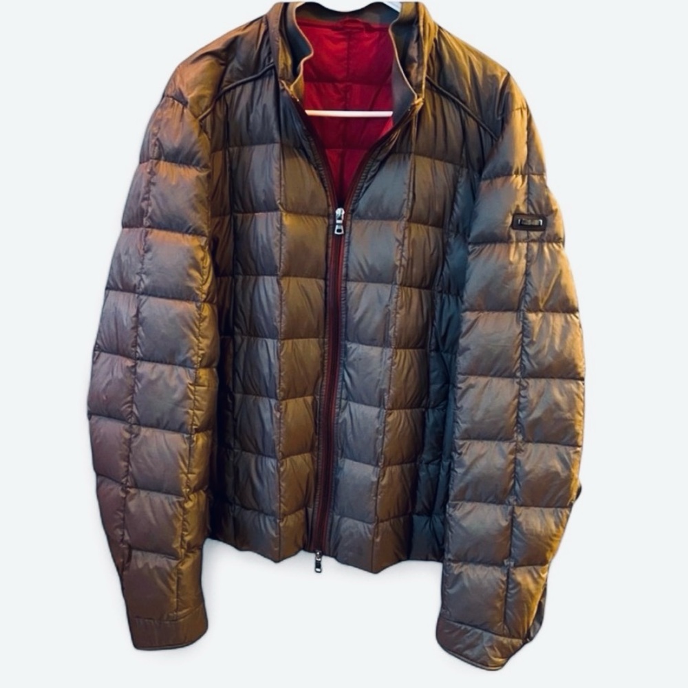 Hackett London Lightweight Chocolate Espresso Brown Puffer Jacket Red Women XL
